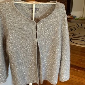 Covington 3/4 sleeve eyelet hook sequin sweater. Worn once